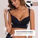 Sutliant Push Up Bra for Women, Full Back Coverage Bras Deep Cup Hide Back Fat Smoothing Seamless Underwire T-Shirt Bras Black (XL)