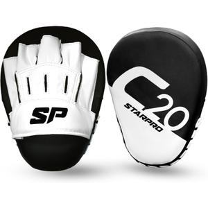 Starpro Boxing Mitts - Punch Mitts Training Hand Pads for Men Women with Secure Hook & Loop MMA Muay Thai (Standard, Black/White)