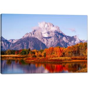 YIOZHAOFH Nature Wall Art for Office Landscape Wall Decor Mountains Pictures Teton Canvas Wall Hanging for Living Room 20X30