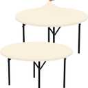 misaya 2 Packs Round Spandex Tablecloths, Stretch Elastic Tablecloth Cover Fits for 45"-56" Round Tables, Washable Polyester Table Cloth for Dining, Party, Outdoor and Indoor, Champagne