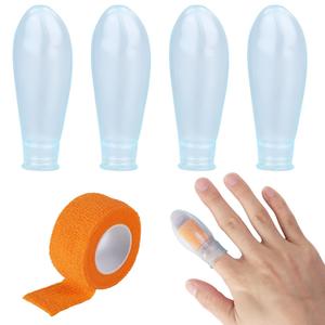 4pcs Waterproof Finger Protectors, Reusable Silicone Finger Waterproof Cover Sleeve with Nursing Bandage for Shower Swimming Pedicure Manicure Durable Nail Soaking & Wound Protection
