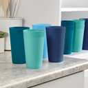 US Acrylic Newport 20-ounce Unbreakable Plastic Stackable Water Tumblers in 4 Coastal Colors | Set of 12 Drinking Cups | Reusable, BPA-free, Made in the USA, Top-rack Dishwasher and Microwave Safe