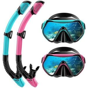 Snorkeling Gear for Adults, Dry-Top Snorkel Set Scuba Diving mask, 180°Panoramic Wide View Professional Snorkeling Gear Breathing Freely Snorkel Mask