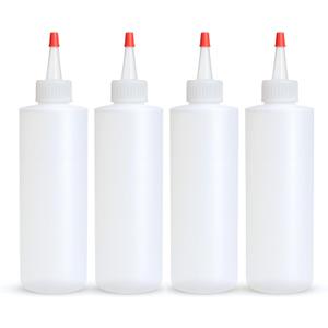 BRIGHTFROM Condiment Squeeze Bottles, 4 OZ Empty Squirt Bottle, Red Top Cap, Leak Proof - for Ketchup, Mustard, Syrup, Sauces, Dressing, Oil, Arts & Crafts, BPA FREE Plastic - 4 PACK