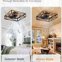 LEDIARY 23 Caged Low Profile Ceiling Fans with Lights and Remote, Rustic Square Flush Mount Ceiling Fan, 6 Speed and Reversible, Small Farmhouse Bladeless Ceiling Fan for Bedroom, Kitchen,Dining Room