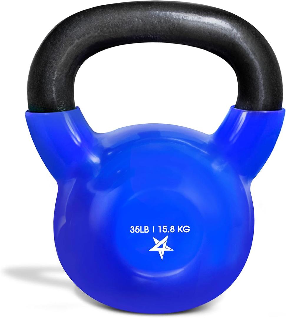 Yes4All 5-65lbs Kettlebells Vinyl Coated Cast Iron for Dumbbell Weights Exercises, Gym, Fitness, Full Body Workout Equipment Push up, Grip and Strength Training (G. 35LB - Dark Blue)
