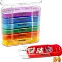 ABSOK Weekly Stackable Pill Organizer, 4 Times A Day Pill Organizer Box Morning, Noon, Evening, and Bedtime,7 Stackable Compartments