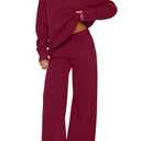 PRETTYGARDEN Women's Sweatsuits 2 Piece Set 2025 Casual Winter Long Sleeve Hoodie Loose Wide Leg Sweatpants Fall Tracksuit (Wine Red, XXL)