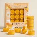 Ashlux Unscented Beeswax Tea Lights Candles 50 Pack, 4 Hours Long Burning Handmade Yellow Tealight Candles, Clear Cup Smokeless Beeswax Candles for Wedding, Party, Centerpiece & Home Decorative