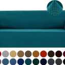 Joccun Stretch Couch Cover Slipcovers, 1-Piece Sofa Covers for 3 Cushion Couch Spandex Jacquard Washable Furniture Protector Cover for Living Room,Kids,Pets(Sofa,Peacock Blue) (Large78"-94")