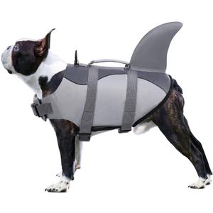 Dog Life Jacket, Adjustable Pet Floatation Vest Lifesaver Safety Vest Life Preserver for Large Dogs (L, Grey)