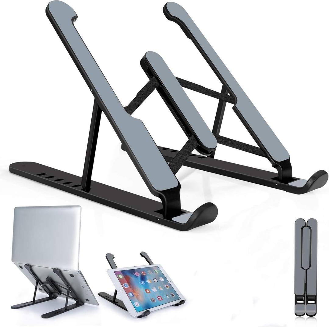 Portable Laptop Stand, Adjustable Laptop Holder Riser Computer Stand for Desk Notebook (Black)