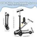 Kids Scooter with Seat, 2 in 1 Kick Toddler Scooter with LED Light-Up Wheels and Light up Deck, 4 Adjustable Heights, Lean to Steer, 3 Wheels Scooter Suitable for Boys & Girls Ages 2-8 Years