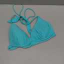 MakeMeChic Women's Halter Bikini Top Tie Back Push Up Backless Triangle Swimsuit Top Beachwear (Large, Blue)