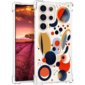 Compatible with Samsung Galaxy S23 Ultra Case Cute Clear for Women Girls, Transparent Phone Cover Design (Abstract Art Geometric Shapes)