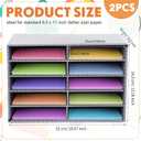 Dispowreath 2 Pack 10 Slots Construction Paper Storage, Classroom Mailboxes, Back to School Literature Cardboard Paper Organizer for Teacher, Office, 19.7 x 12.4 x 11.8 Inches(White,Stripes)