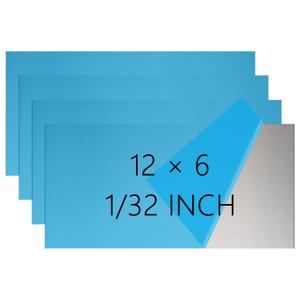4 Pack 304 Stainless Steel Sheets Metal, 12" x 6" x 1/32" (0.8MM) Sheet Metal, Food Grade Steel Plate Perfect for DIY, Kitchen & Crafts, Corrosion Resistant for Automotive & HVAC