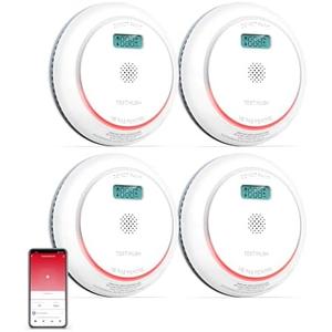 SITERWELL Smart Smoke and Carbon Monoxide Detector with LCD Display, 2.4G WiFi Smoke Detector, WiFi Smoke Detector and Carbon Monoxide Detector Combo Conforms to UL 217 & UL 2034 Standards, 4 Pack