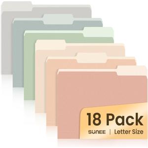 SUNEE File Folders, 18 Pack Manilla Folders 8.5 x 11, Colored Folder Office Organization Home School Folders for Documents Files Paper, 6 Pastel Colors