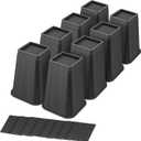 shouwuhho Bed Risers 8 Inch Heavy Duty, Furniture Risers Lifts 12" 8" 4" for Table, Desk Leg, Sofa, Couch, Adjustable Bed Frame Risers Supports Up to 6,000 Lbs, Black, 8 Pack