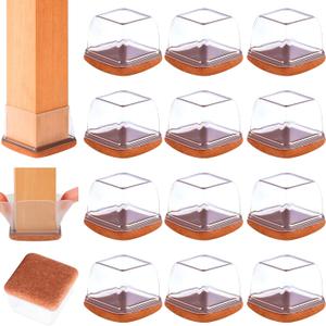 16PCS Extra Large Chair Leg Floor Protectors, Felt Furniture Pads for Hardwood Floors, Square Clear Sofa Bed Dining Table Chair Leg Covers to Protect Floors and Prevent Scratches & Noise(Fit:1.5"-2")