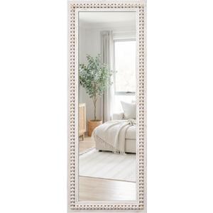 H HOMEWINS Rustic Full Length Mirror,18x48 Inch Farmhouse Boho Bathroom Full Body Nursery White Beads Decor Wall-Mounted Mirror for Bedroom, Living Room,Vanity,Entryway,Over Sink