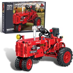 A XINAO TOYS Classic Building Blocks 1/12 Red Tractor Farm Toy Building Set Gift for Kids Ages 6 7 8 9 10 11 12 Includes Shifting Structure, Steering Structure Features (Classic Edition)