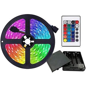 Battery Powered Led Strip Lights, Flexible Color Changing RGB LED Light Strip,5050 3M/9.8FT 90 LEDs 5V Battery-Powered with Controller