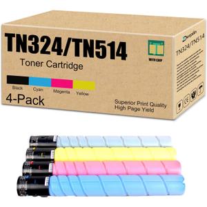 TN-324 TN-514 TN324 TN514 Toner Cartridge Use for Konica Minolta bizhub C258 C308 C368 C458 C558 C658 Printers (4 Pack)