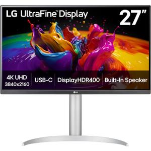 LG 27UP850K-W 27-inch Ultrafine 4K UHD (3840 x 2160) IPS Computer Monitor, 60Hz, 5ms, DisplayHDR 400, Built-in Speaker, HDMI, DisplayPort, USB Type-C 90W PD, Tilt/Height/Pivot Adjustable Stand, White