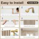 PORTRES Gold Heavy Duty Curtain Rods for Windows 66 to 120 Inches Adjustable Length 1" Diameter Brass Curtain Rod with Modern Decorative Finials for Outdoor Bedroom Kitchen Living Room