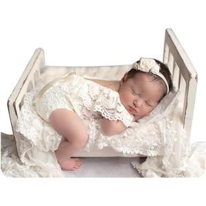 Newborn Photography Props Baby Girl Lace Romper Newborn Baby Photo Props Outfits 0-1 Month (Off-white)