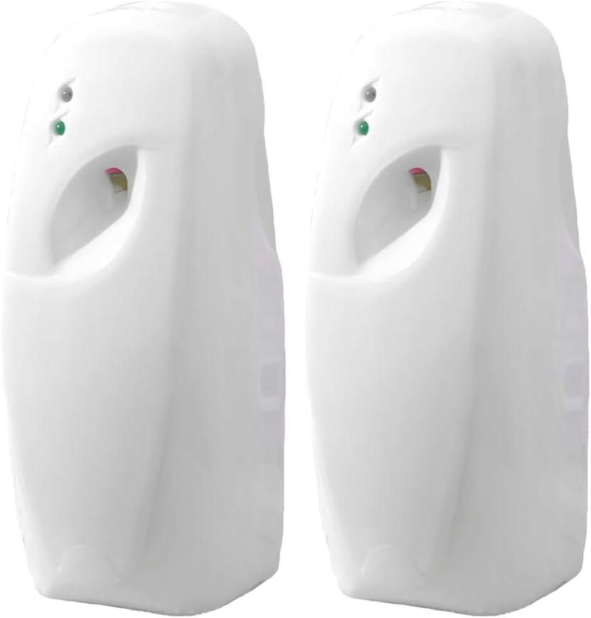 2 Pcs Automatic Air Freshener Dispenser,Wall-mounted Automatic Adjustable Fragrance Aerosol Sprayer for Bathroom, Hotel, Office and Public Area,White,Air Freshener Spray Refill not included