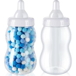 Tessco 2 Pcs 13'' Big Baby Bottles for Baby Shower Games,large Baby Bottles Plastic Baby Milk Bottle Jumbo Baby Bottle Bank Giant Candy Bottle for Baby Boy Girl Party Favor (White)
