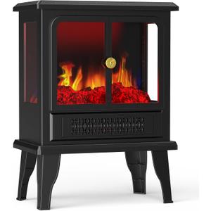 Sweetcrispy 19 Freestanding Electric Fireplace Heater, Indoor Fireplace with Adjustable Flame Effect, Easy Control, Small Corner Heater for Living Room, Bedroom, Carbon Black