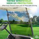 Panglong Golf Cart DS Tinted Windshield for 2000.05 Newer Club Car DS, DS Windshield Foldable, Anti-UV and Impact Resistant, with Windshield Clip Kit