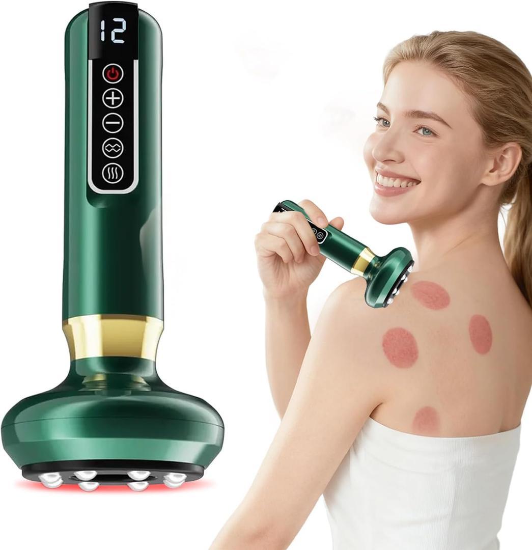 Anti Cellulite Massage Tool, Cellulite Massager Electric Fat Remover with 12 Suction Modes, Intelligent Cupping Massager for Legs, for Back Abdomen, Waist, Arms, Legs, Buttocks (Green)