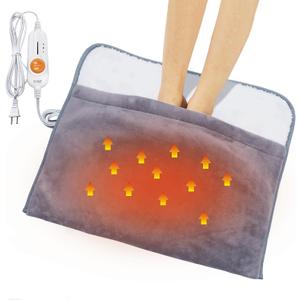 Gintao Heated Electric Foot Warmers for feet,22"20" Foot Heating Pad,Soft Flannel Sherpa Feet Warmers for Women and Men,ETL/FCC Certified, 2H Auto Shut Off,3 Temperature Setting, Perfect Gifts, Gray