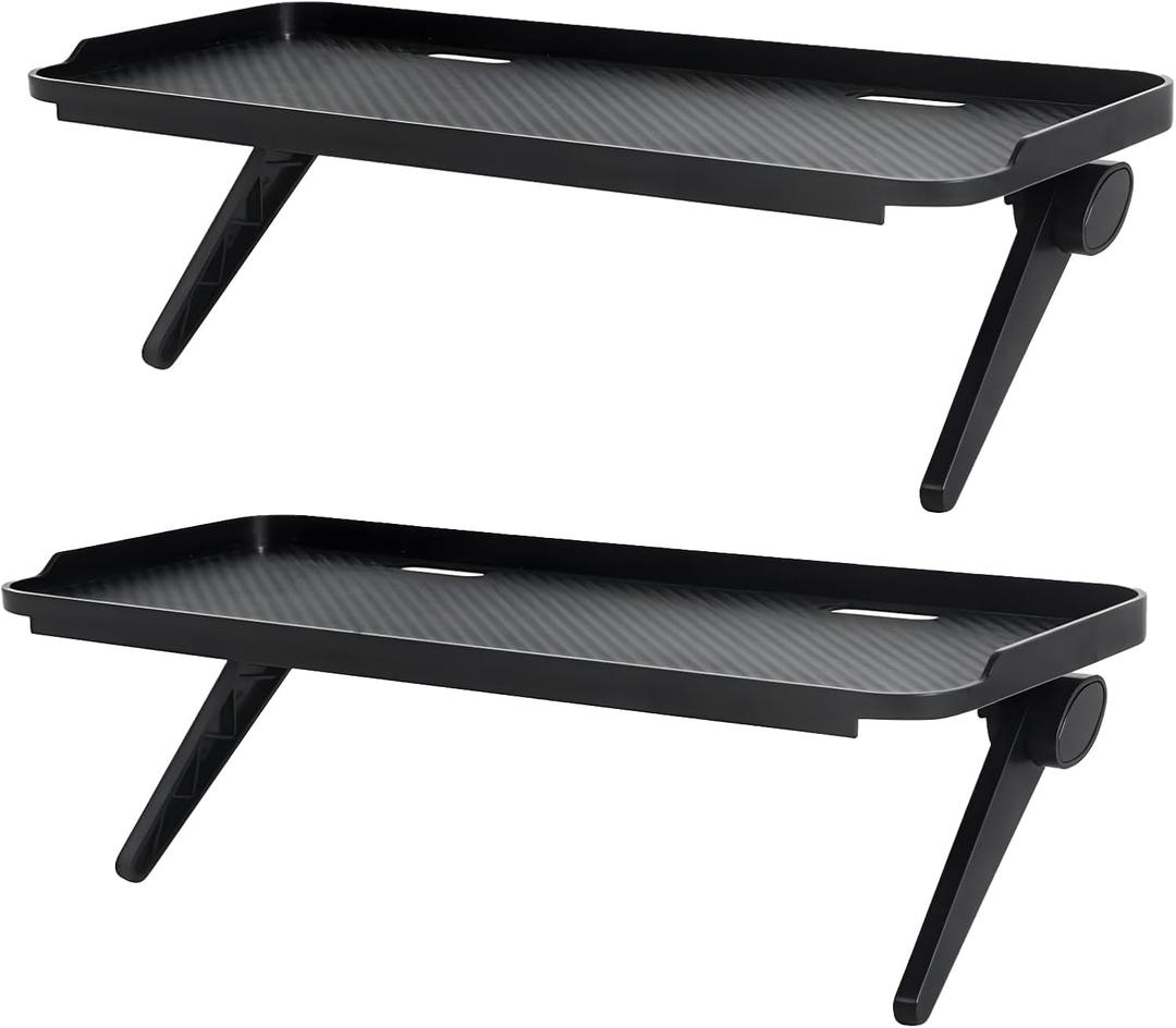 2 Pieces TV Top Shelf Screen Monitor Top Storage Bracket Computer Screen Shelf Adjustable Bracke for Media Boxes Game Console Router Home Mount (Black, 11.8 x 4.9 Inch)