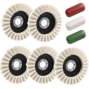 8 Pcs Wool Polishing Wheel Kit, 4-1/2"x 7/8" Felt Buffing Wheels with Felt Flap Disc and Polishing Compound, Universal for Angle Grinder, Multi-Surface Polishing for Metal, Automotive, Wood
