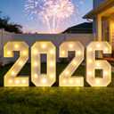 2.3ft 2026 Light Up Numbers New Year Decorations Class of 2026 Graduation Large Sign Big Grad Mosaic Foam Board Giant Jumbo Lighted Marquee Letters 2.3 Feet Tall with Lights High School College Party Prom Decor