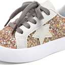 Girls Sneakers Glitter Tennis Shoes Lightweight Non-Slip Running Walking Shoes for Toddler/Little Kid/Big Kid, 12 Little Kid