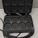 Mini Waffle Maker, Small Waffle Iron with Quick Heat-Up, Makes 8 x 2 Tiny Waffle Bites for Kids, Locking Buckle & Cool Touch Handle, Nonstick Plates, Perfect for Breakfast, Brunch, Desserts & Snacks (Black)