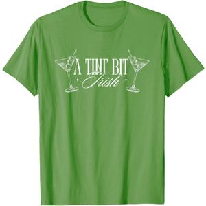 A Tini Bit Irish St Patricks Day Martini Cocktail T-Shirt (Green, S)