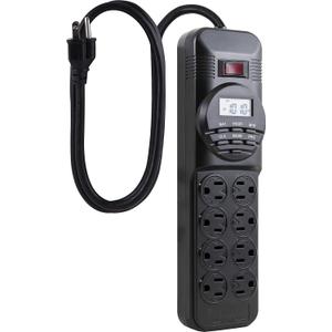 GE 7-Day Digital Power Strip with Timer, 15 AMP, 1800W, 120V, 8 Outlet Timer, 4 Timed / 4 Always On Extension Chord with Timer, Custom Indoor Light Timer, Daily/Weekly Power Strip Timer, Black, 15077