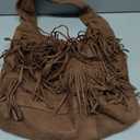 CORIOS Women Suede Handbag Vintage Fringe Hobo Bag Shoulder Bag with Tassel Hippie Western Purse Large Capacity Tote Bag Elegant Top Handle Bag for Shopping Work Travel Coffee