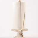 Mud Pie Farmhouse White-Washed Beaded Wood Pedestal Paper Towel Holder, Grey