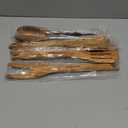 Olive Wood Cooking Utensils Set, 5 PCS Wooden Spoons for Cooking Includes Stainless/Wood Tong, Natural Non-Stick Wooden Utensils Set with Innovative Finger Groove & Non-Slip Notch Design