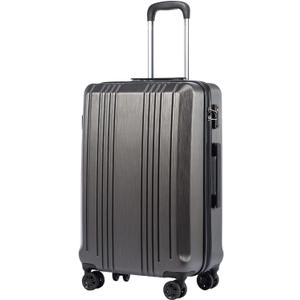Coolife Luggage PC+ABS Hardshell Suitcase with TSA Lock, Spinner Checked Lightweight (grey, M(24IN))