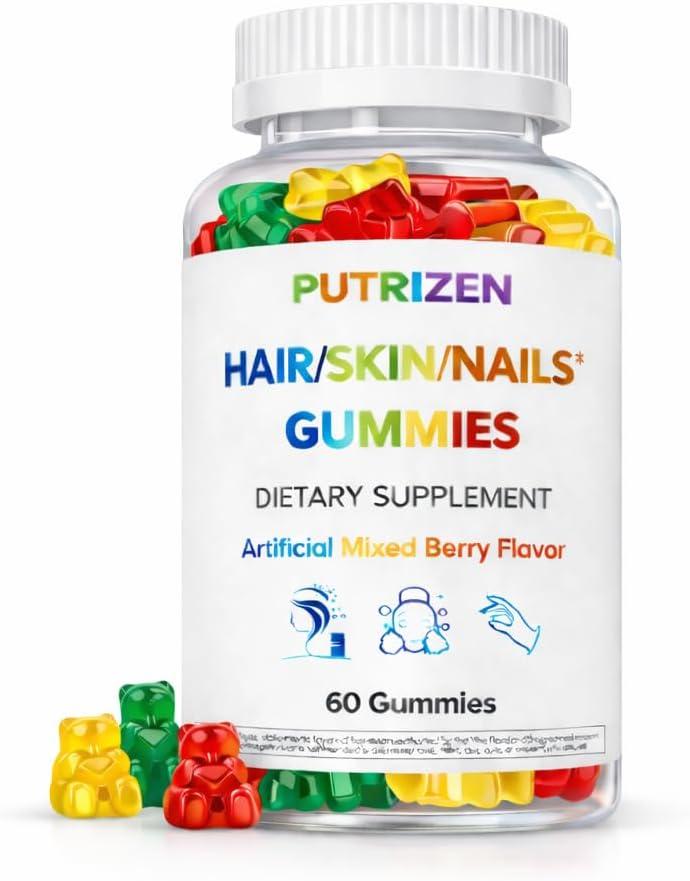 Biotin Gummies for Stress Hair Thinning Help Restore Fuller Hair, Stronger Nails & Glowing Skin for Busy Women, Easy Daily Strawberry Gummies, 60 Count